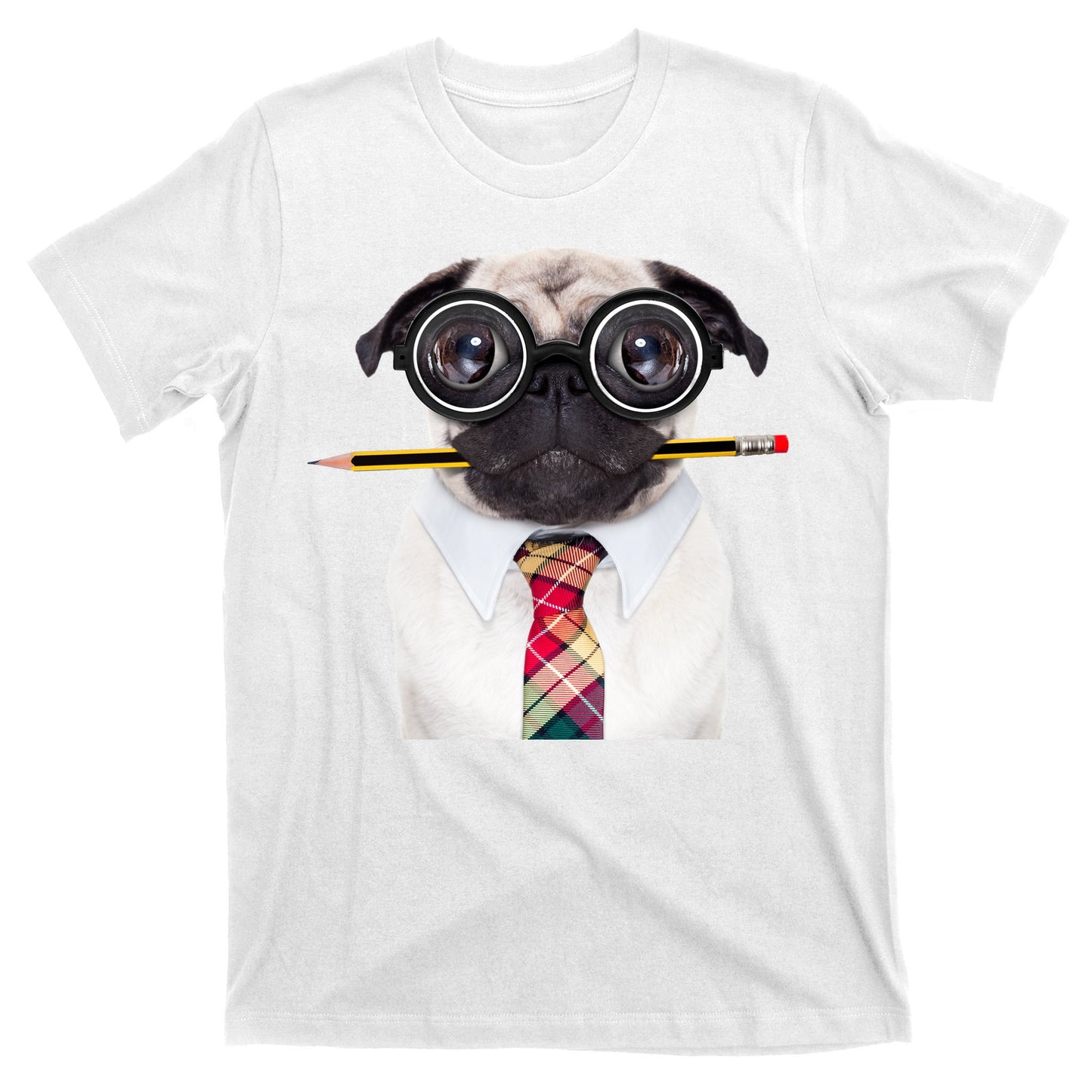 Nerdy Pug Dog With Glasses T-Shirt