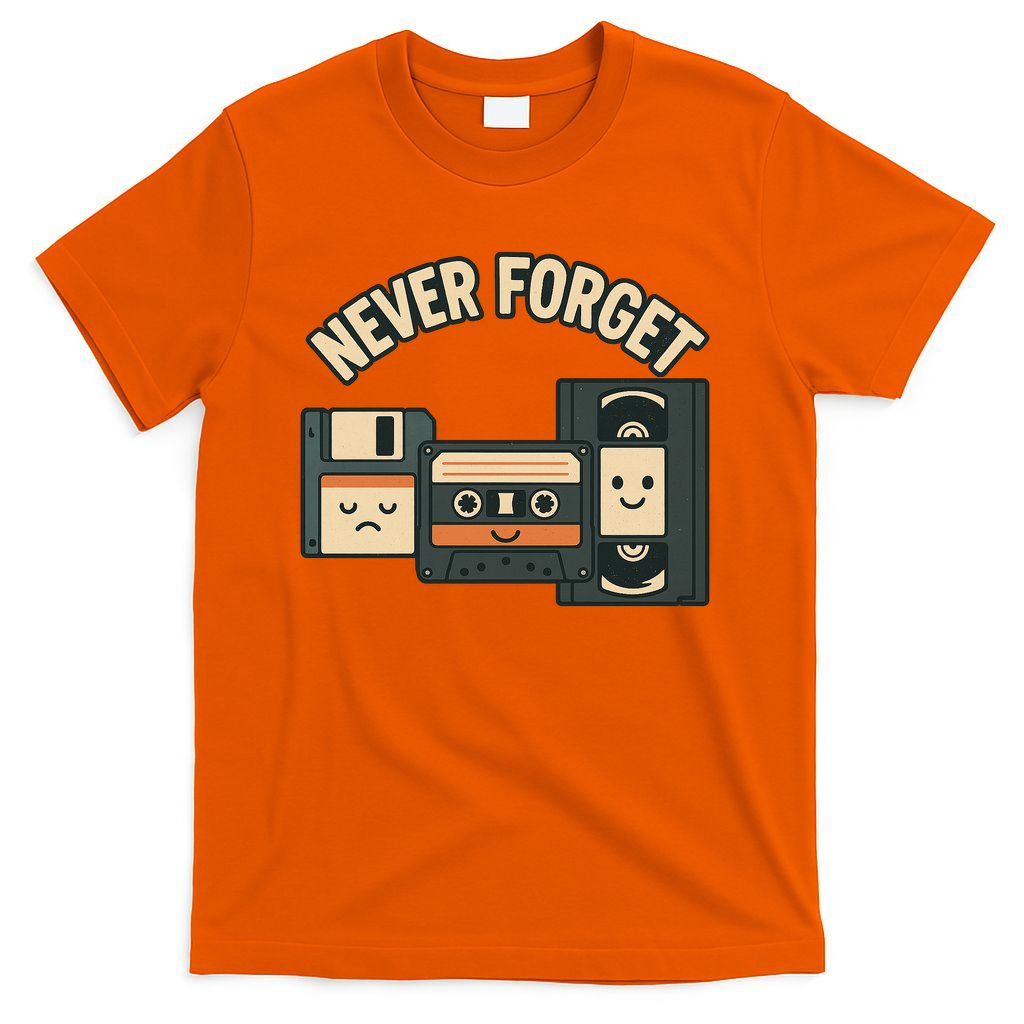 Never Forget Funny Vintage Cassette Floppy Disk VHS Tape T-Shirt