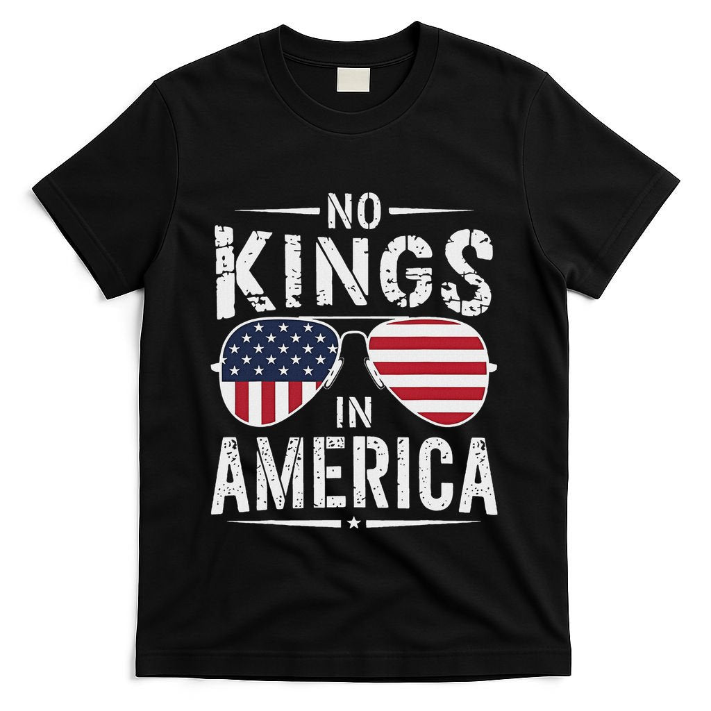 No Kings In America Sunglasses Us Flag Funny Anti Trump T-Shirt