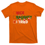 Nice Naughty I Tried Funny Christmas Checklist T-Shirt