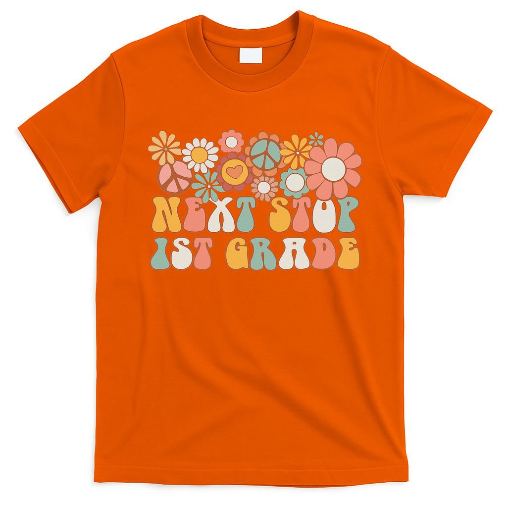 Next Stop 1st Grade Hello School Groovy Back To School T-Shirt