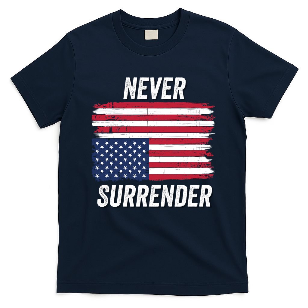 Never Surrender Distressed Usa Flag Save Our Republic Usa Under Distress T-Shirt