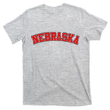Nebraska Sports Fan Word Logo Football T-Shirt