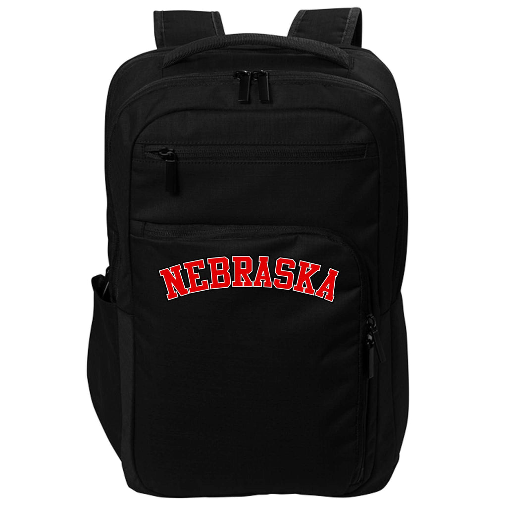 Nebraska Sports Fan Word Logo Football Impact Tech Backpack