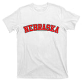 Nebraska Sports Fan Word Logo Football T-Shirt