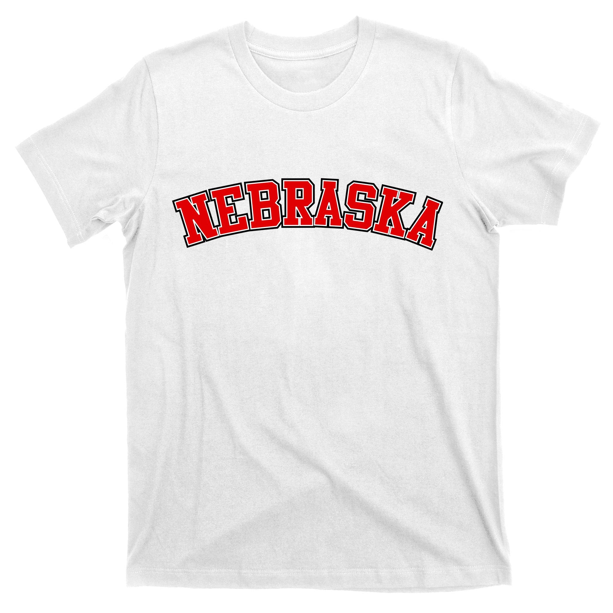 Nebraska Sports Fan Word Logo Football T-Shirt