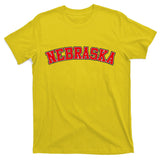 Nebraska Sports Fan Word Logo Football T-Shirt