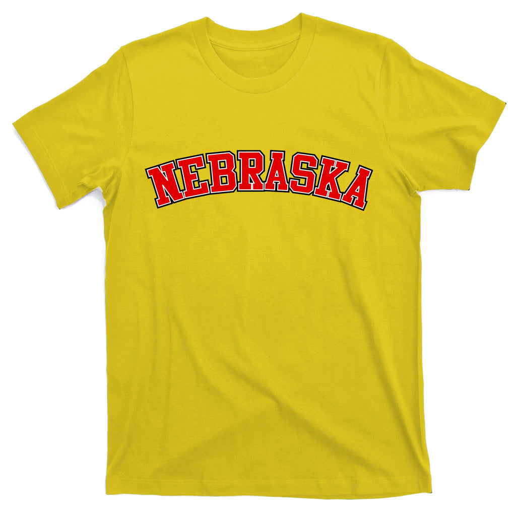 Nebraska Sports Fan Word Logo Football T-Shirt