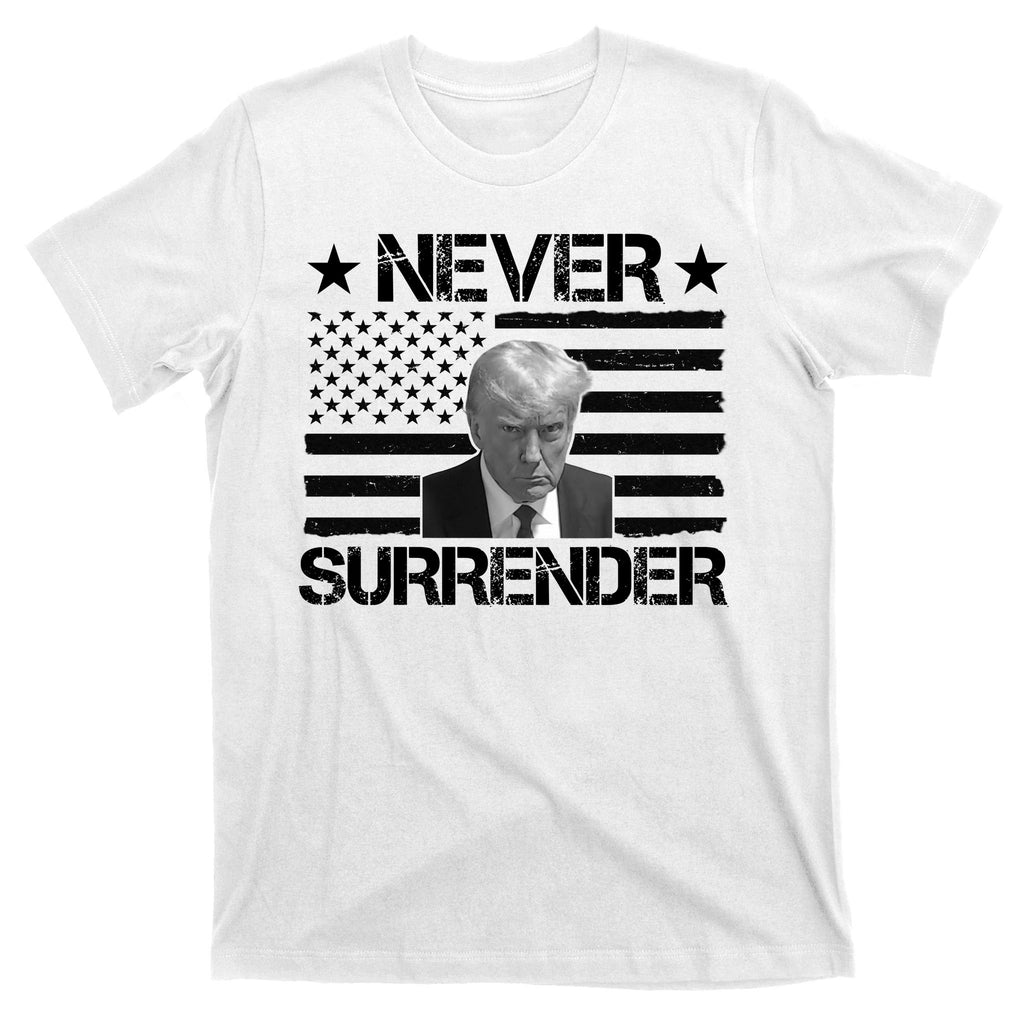 Never Surrender Trump American Flag T-Shirt