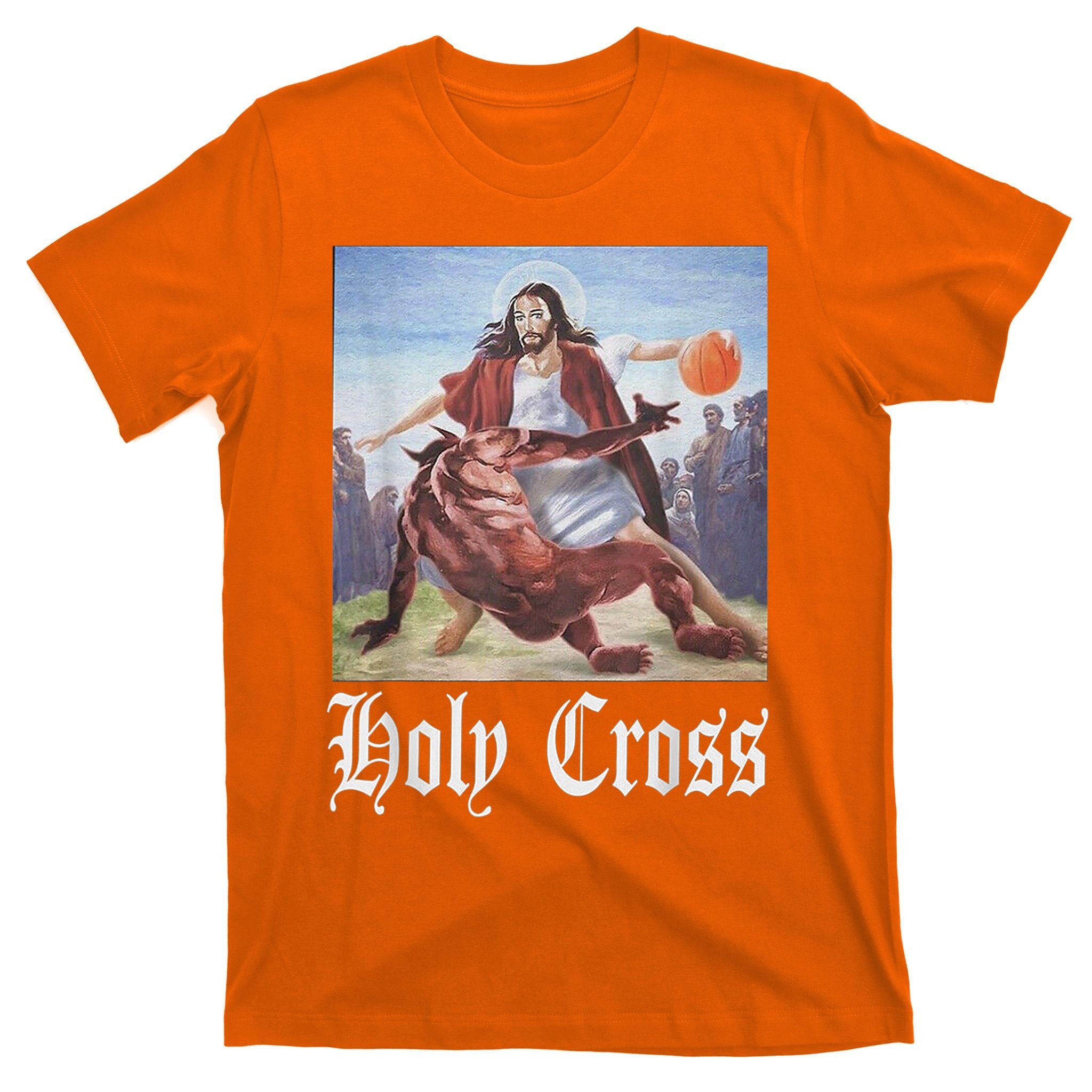 Not Today Satan Jesus Crossover Basketball Holy Cross T-Shirt
