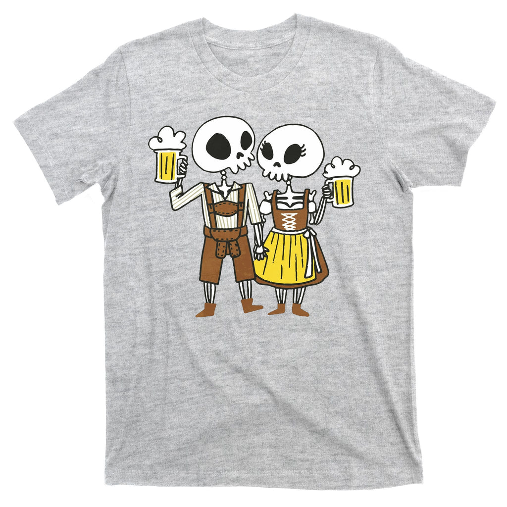 Oktoberfest 2023 Beer Drinking Skeleton Couple T-Shirt