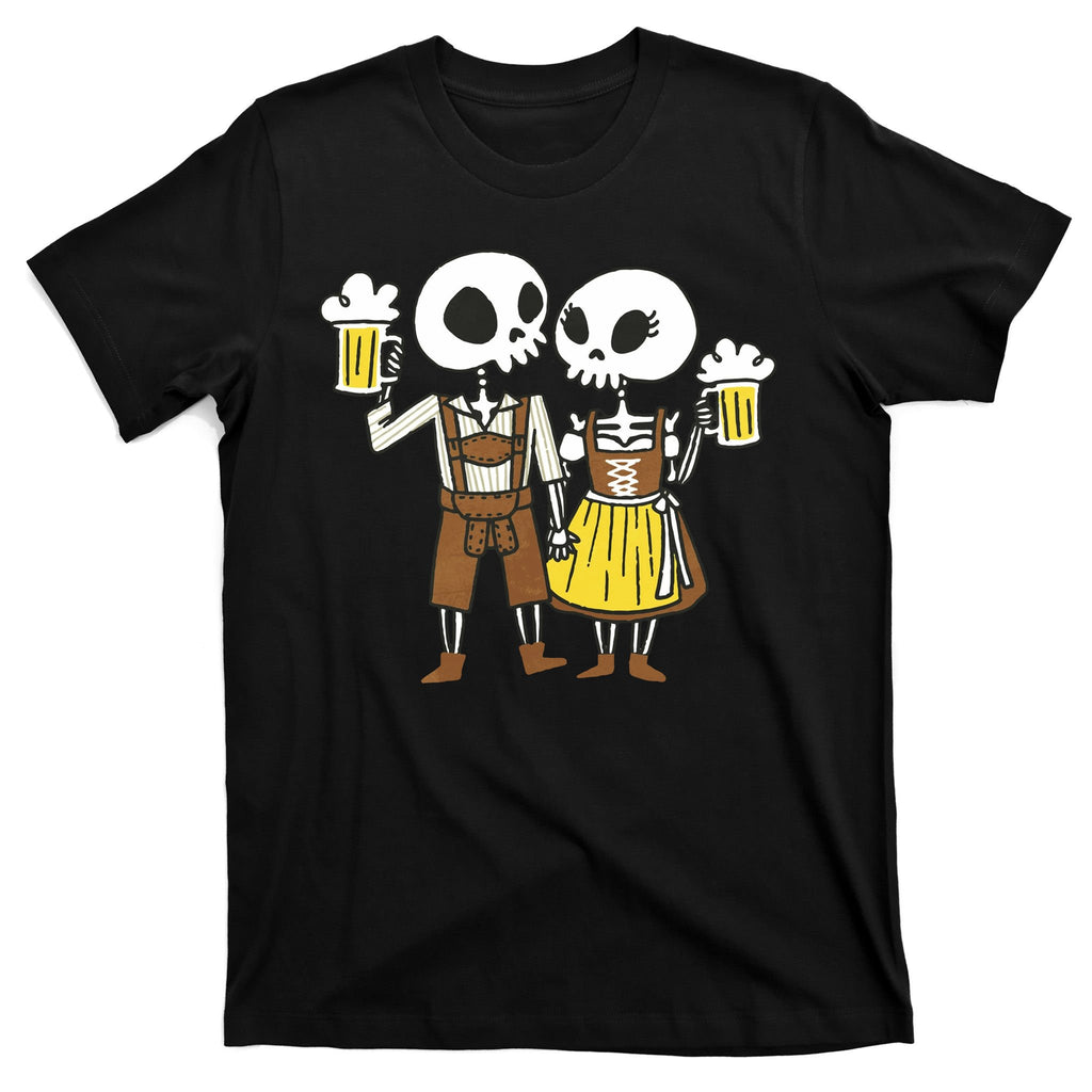 Oktoberfest 2023 Beer Drinking Skeleton Couple T-Shirt
