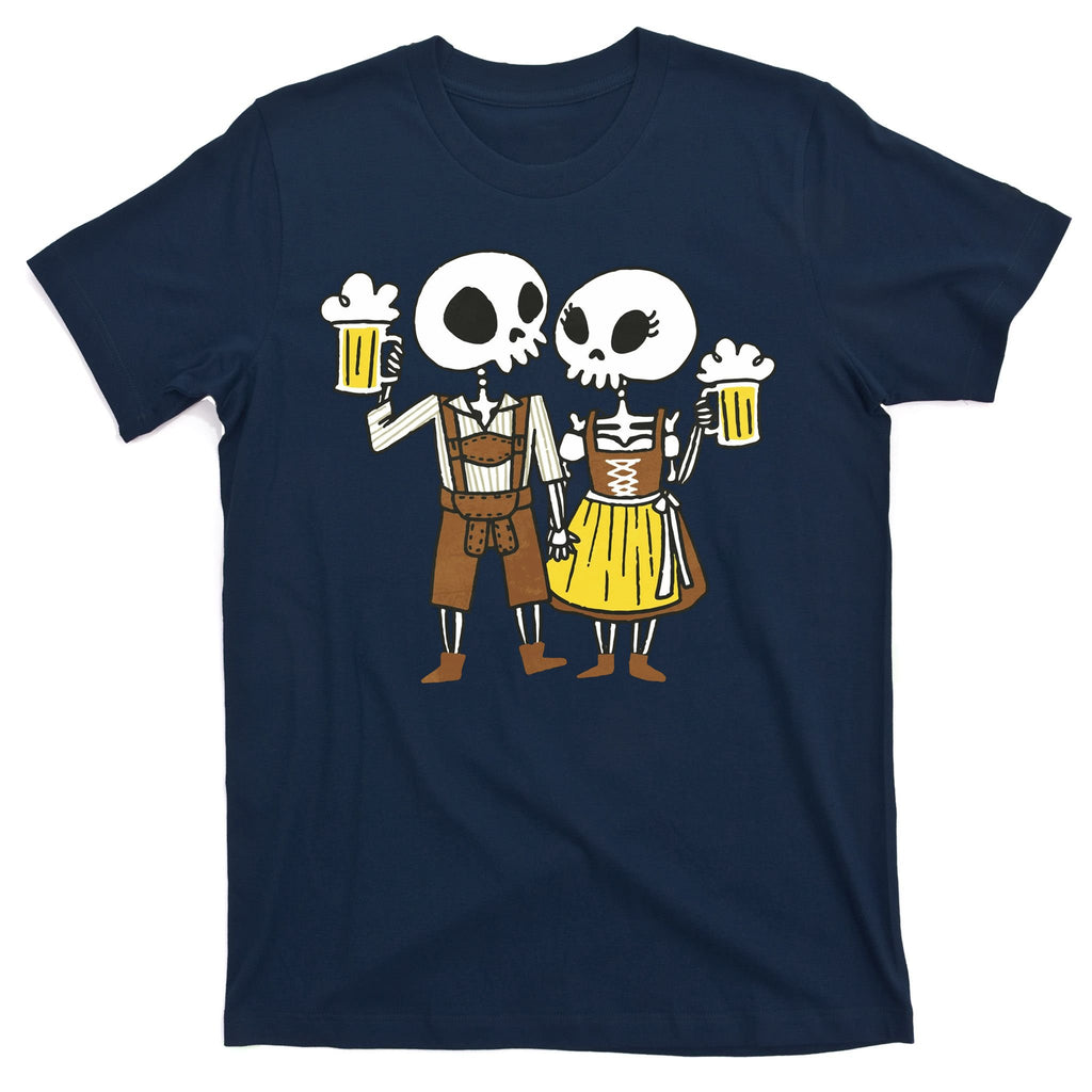 Oktoberfest 2023 Beer Drinking Skeleton Couple T-Shirt