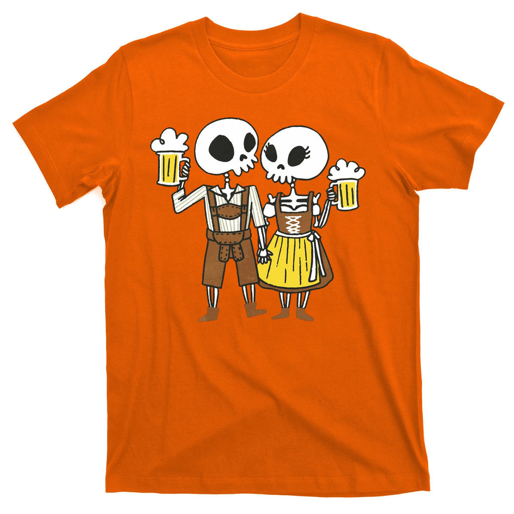 Oktoberfest 2023 Beer Drinking Skeleton Couple T-Shirt