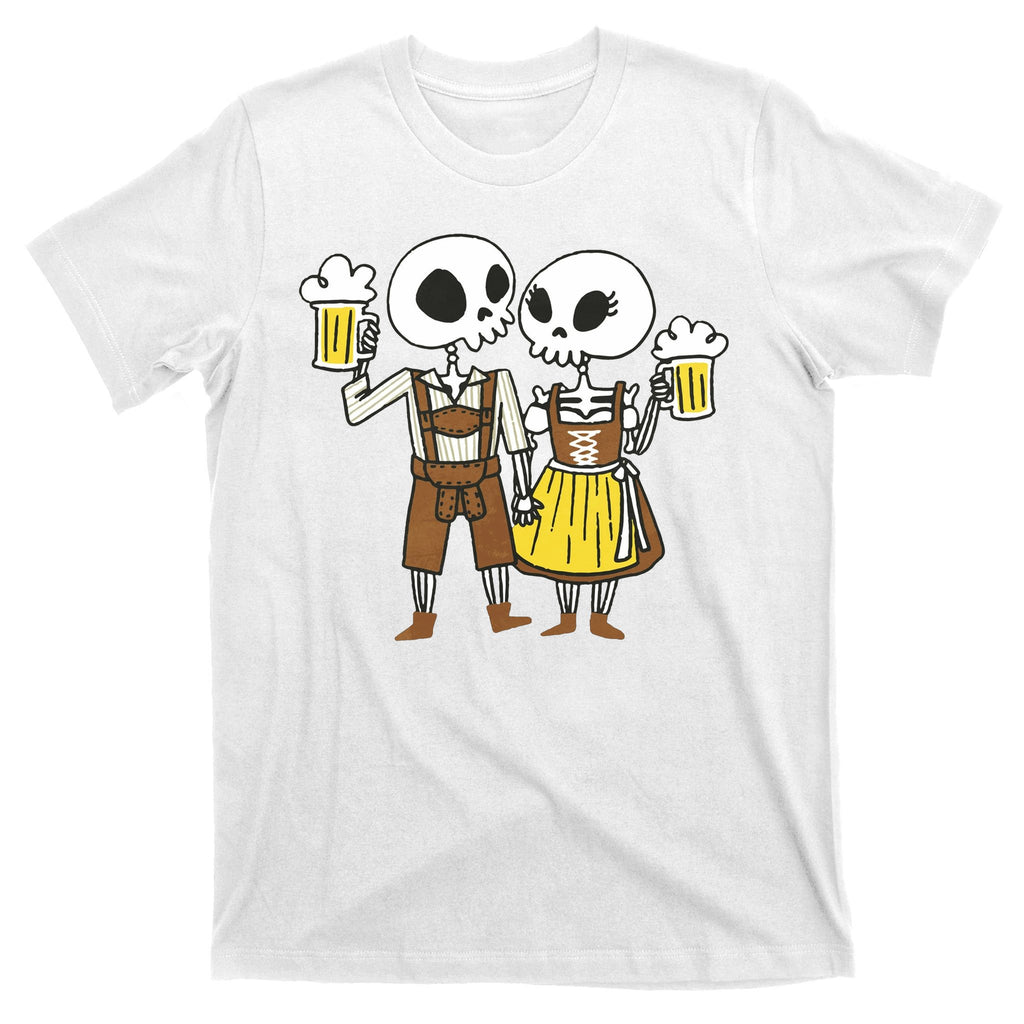 Oktoberfest 2023 Beer Drinking Skeleton Couple T-Shirt
