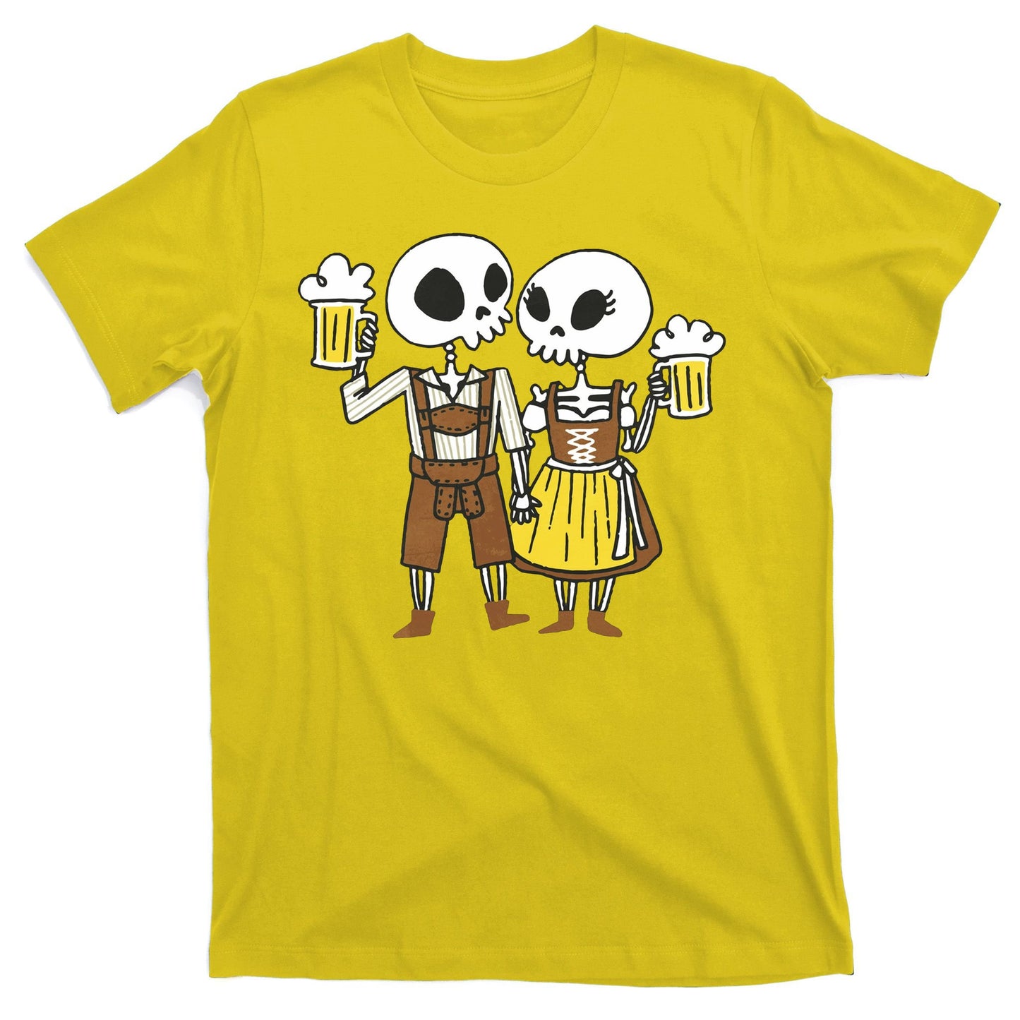 Oktoberfest 2023 Beer Drinking Skeleton Couple T-Shirt