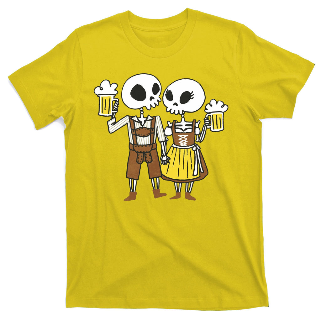 Oktoberfest 2023 Beer Drinking Skeleton Couple T-Shirt