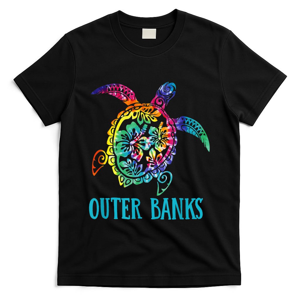 Outer Banks Carolina Sea Turtle Hibiscus Tie Dye Summer T-Shirt