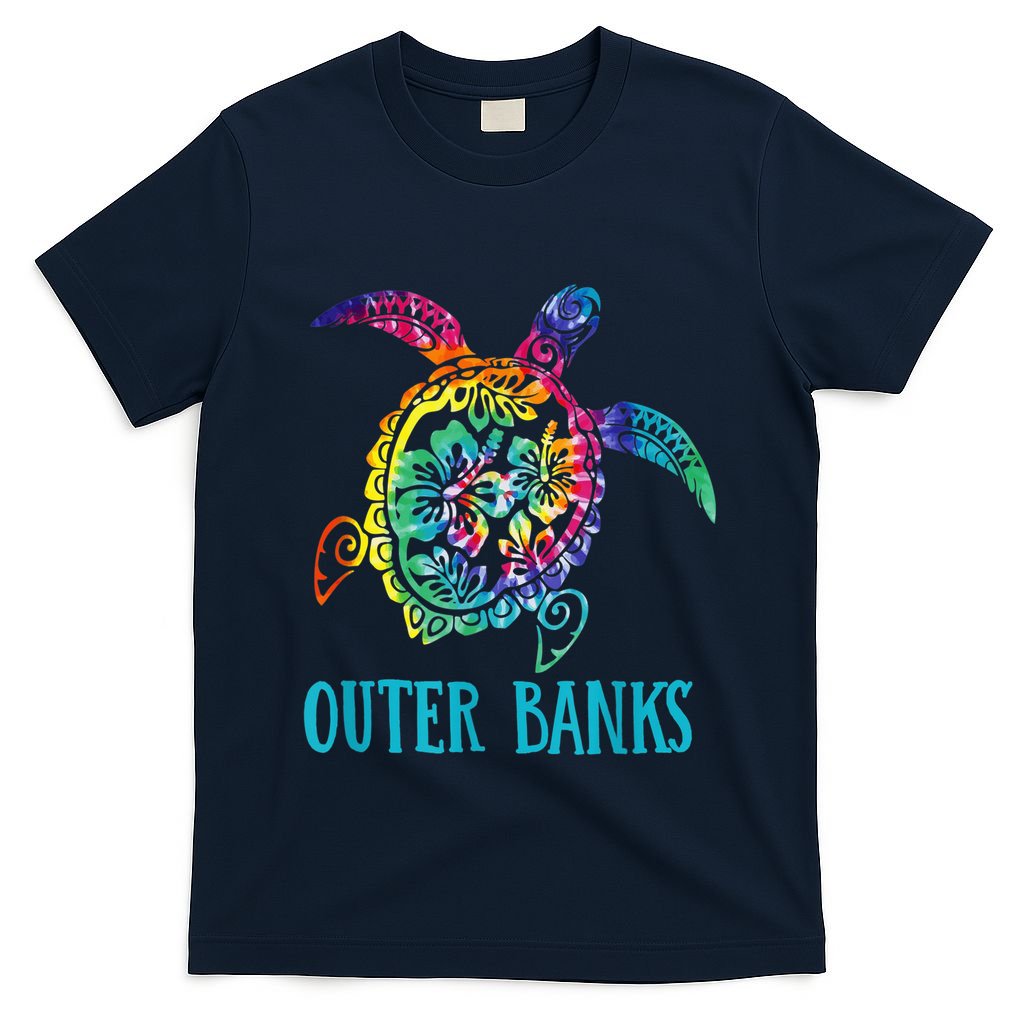 Outer Banks Carolina Sea Turtle Hibiscus Tie Dye Summer T-Shirt