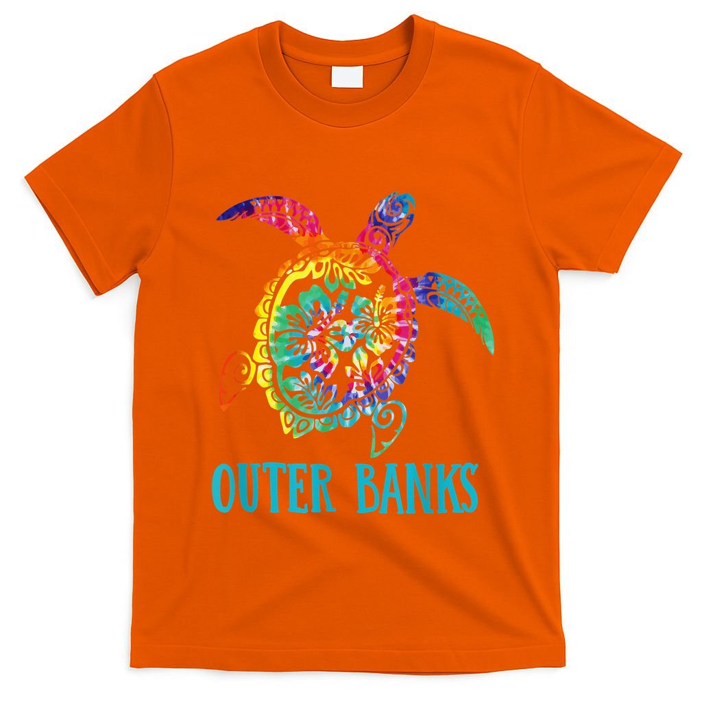 Outer Banks Carolina Sea Turtle Hibiscus Tie Dye Summer T-Shirt