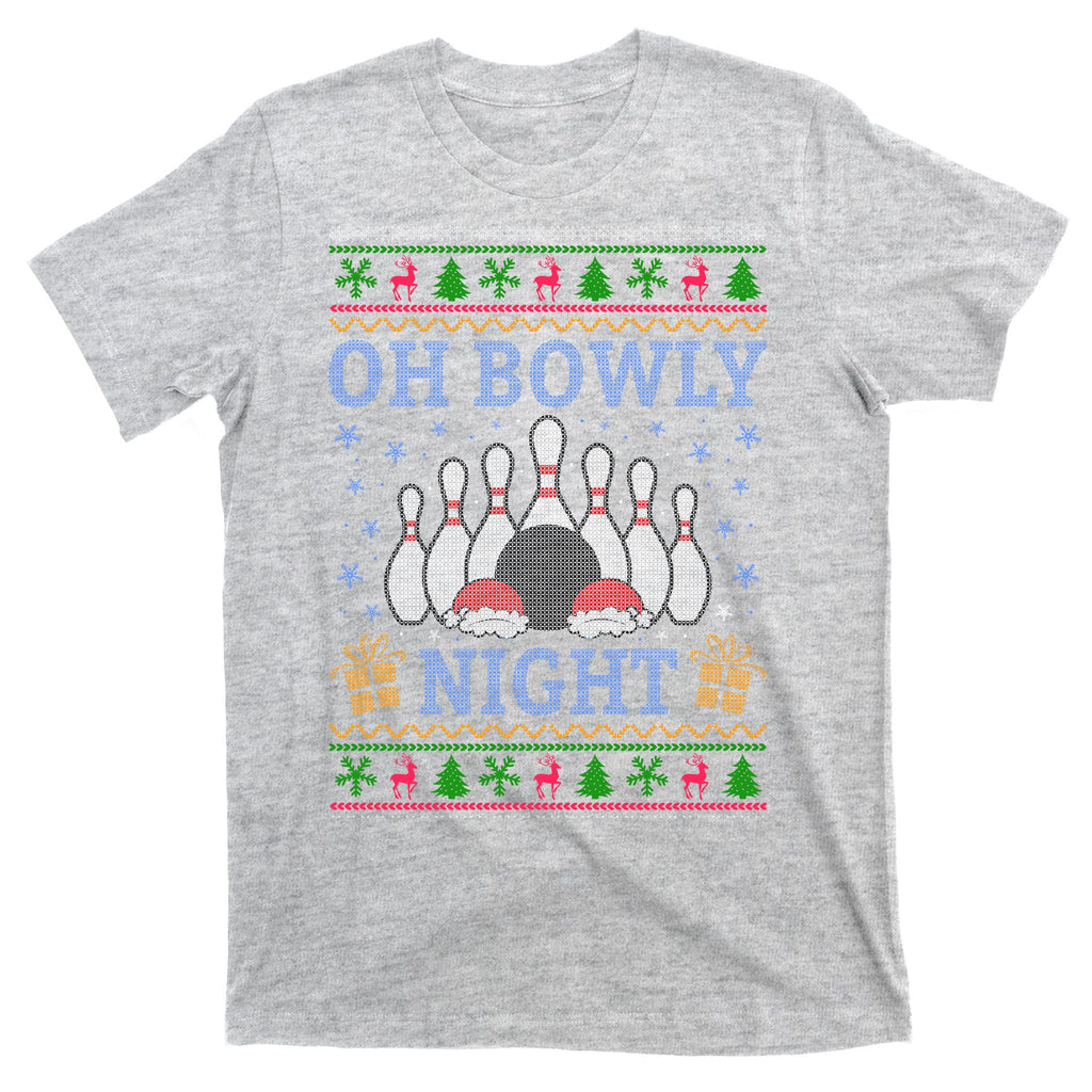Oh Bowly Night Bowling Ugly Christmas T-Shirt