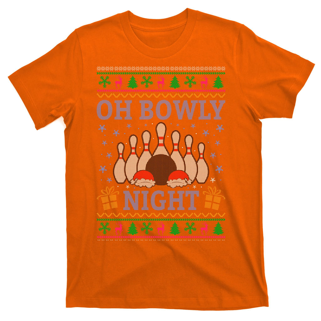 Oh Bowly Night Bowling Ugly Christmas T-Shirt