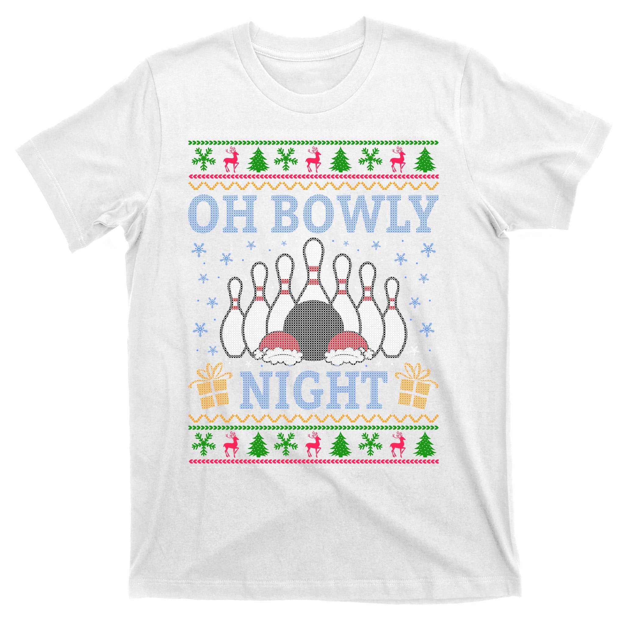 Oh Bowly Night Bowling Ugly Christmas T-Shirt