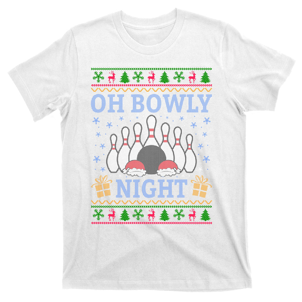Oh Bowly Night Bowling Ugly Christmas T-Shirt