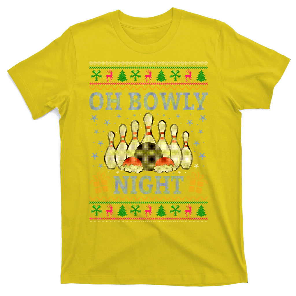 Oh Bowly Night Bowling Ugly Christmas T-Shirt