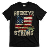 Ohio Buckeye Strong Ohio USA Flag Overlay T-Shirt