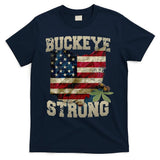 Ohio Buckeye Strong Ohio USA Flag Overlay T-Shirt