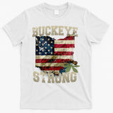 Ohio Buckeye Strong Ohio USA Flag Overlay T-Shirt