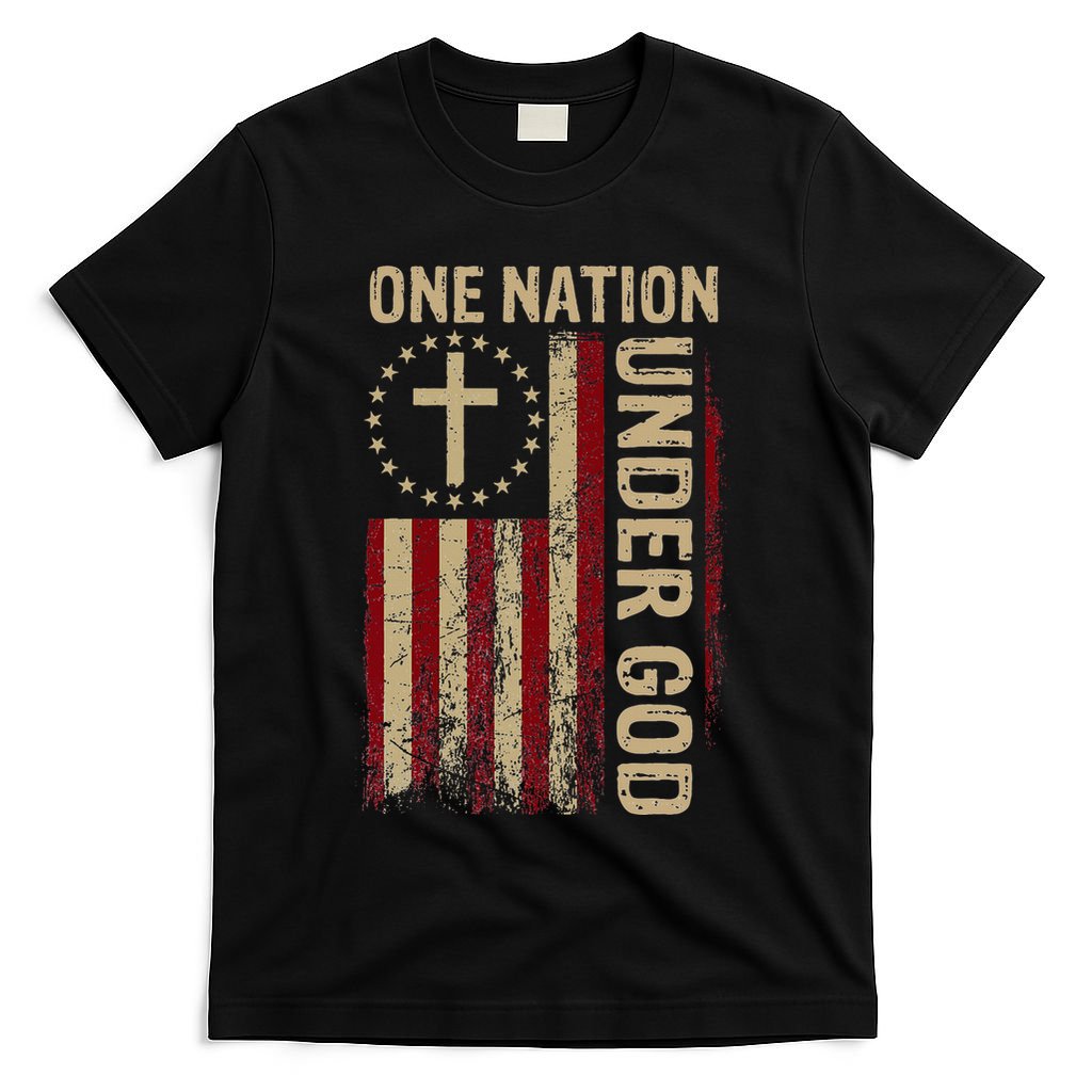 One Nation Under God Flag 4th Of July Patriotic Christian T-Shirt