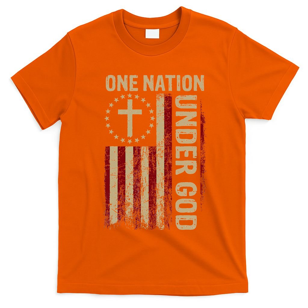 One Nation Under God Flag 4th Of July Patriotic Christian T-Shirt
