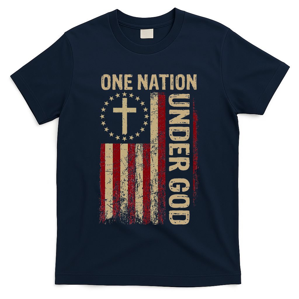 One Nation Under God Flag 4th Of July Patriotic T-Shirt