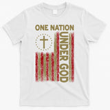 One Nation Under God Flag 4th Of July Patriotic Christian  T-Shirt