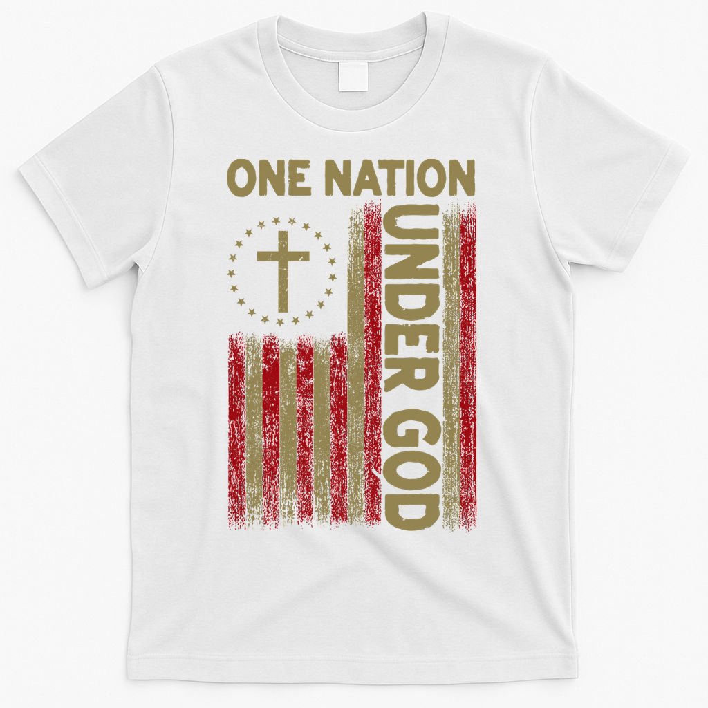 One Nation Under God Flag 4th Of July Patriotic Christian  T-Shirt