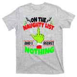 On The Naughty List And I Regret Nothing Middle Finger Funny Christmas T-Shirt