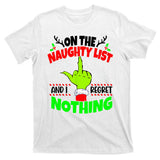 On The Naughty List And I Regret Nothing Middle Finger Funny Christmas T-Shirt