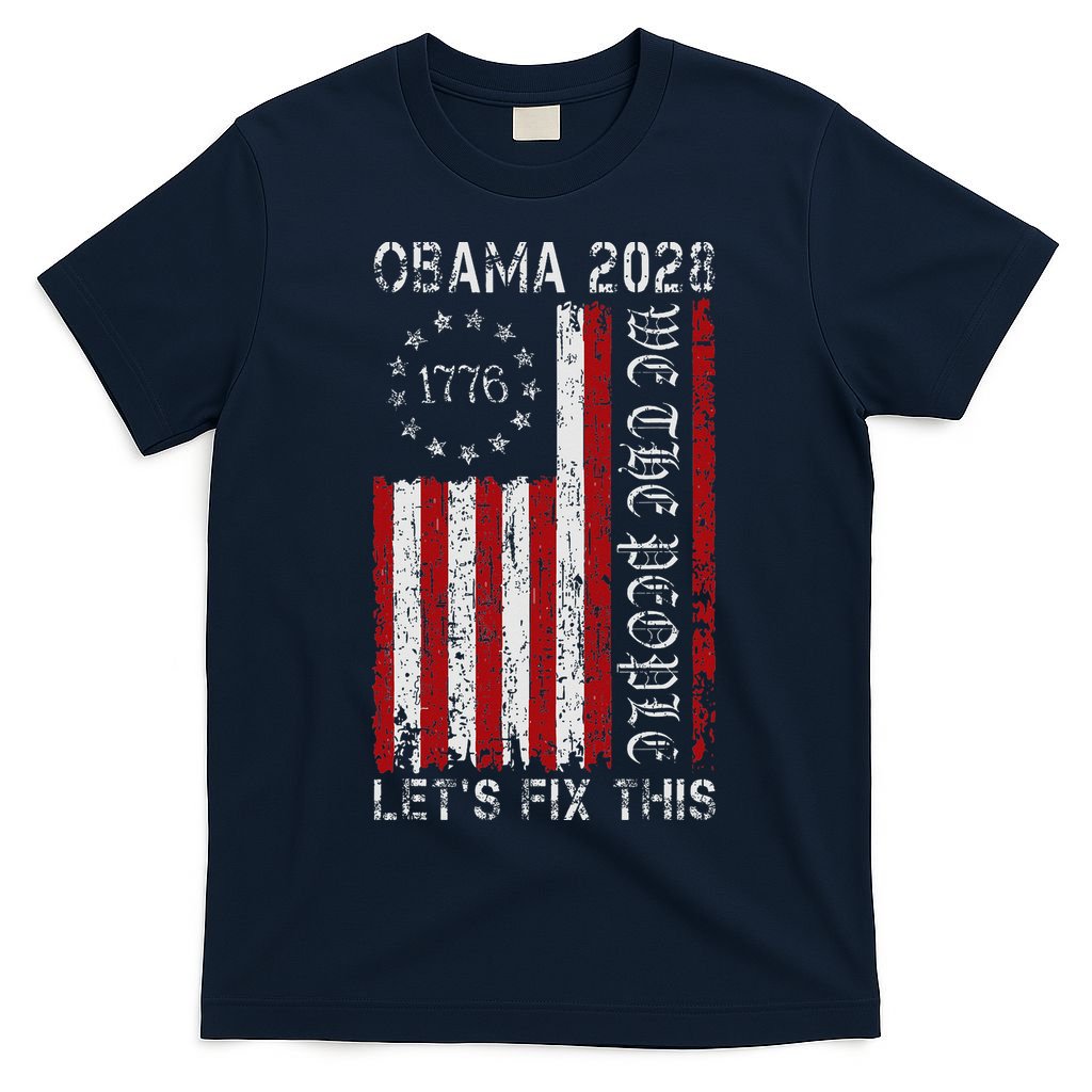 Obama Vintage Flag Retro Patriotic 2028 Political Protest T-Shirt