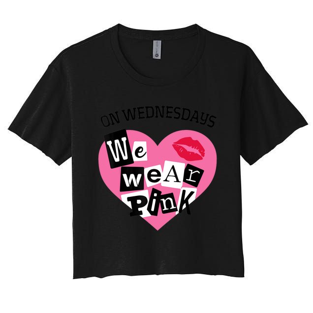 On Wednesday We Wear Pink Funny Valentine Women's Crop Top Tee