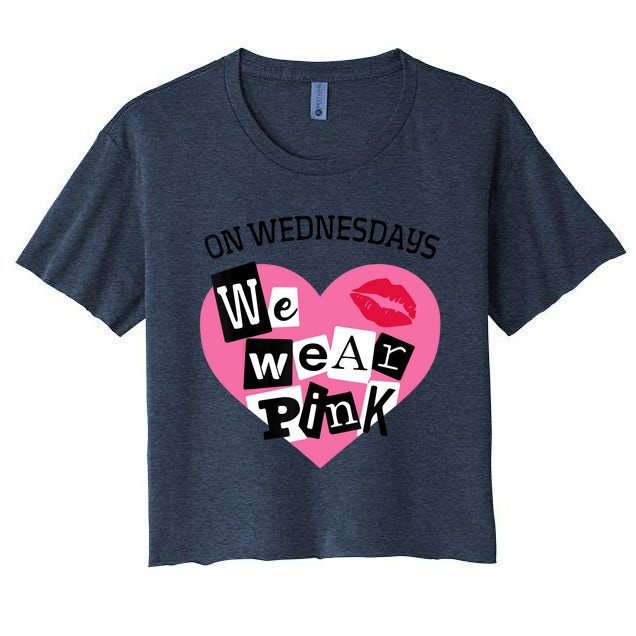 On Wednesday We Wear Pink Funny Valentine Women's Crop Top Tee