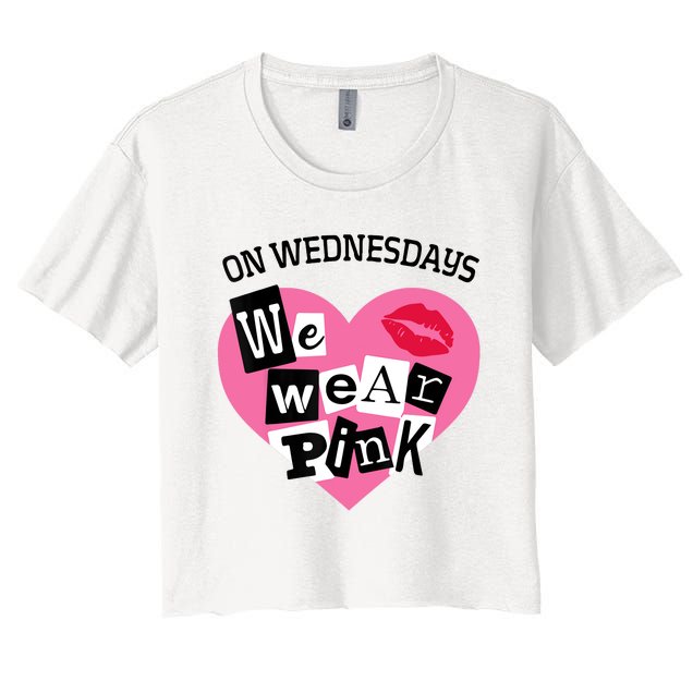 On Wednesday We Wear Pink Funny Valentine Women's Crop Top Tee