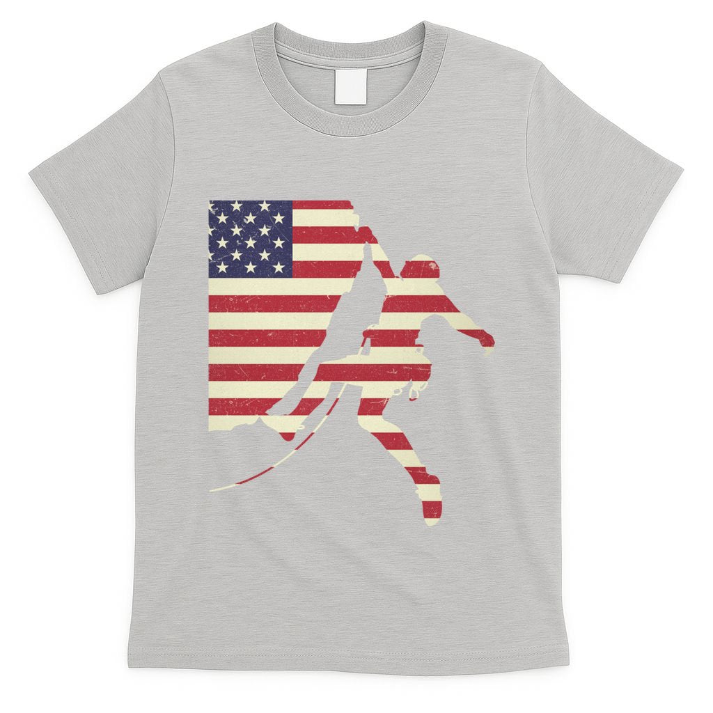 Patriotic 4th Of July American Usa Flag Rock Climbing Meaningful Gift T-Shirt