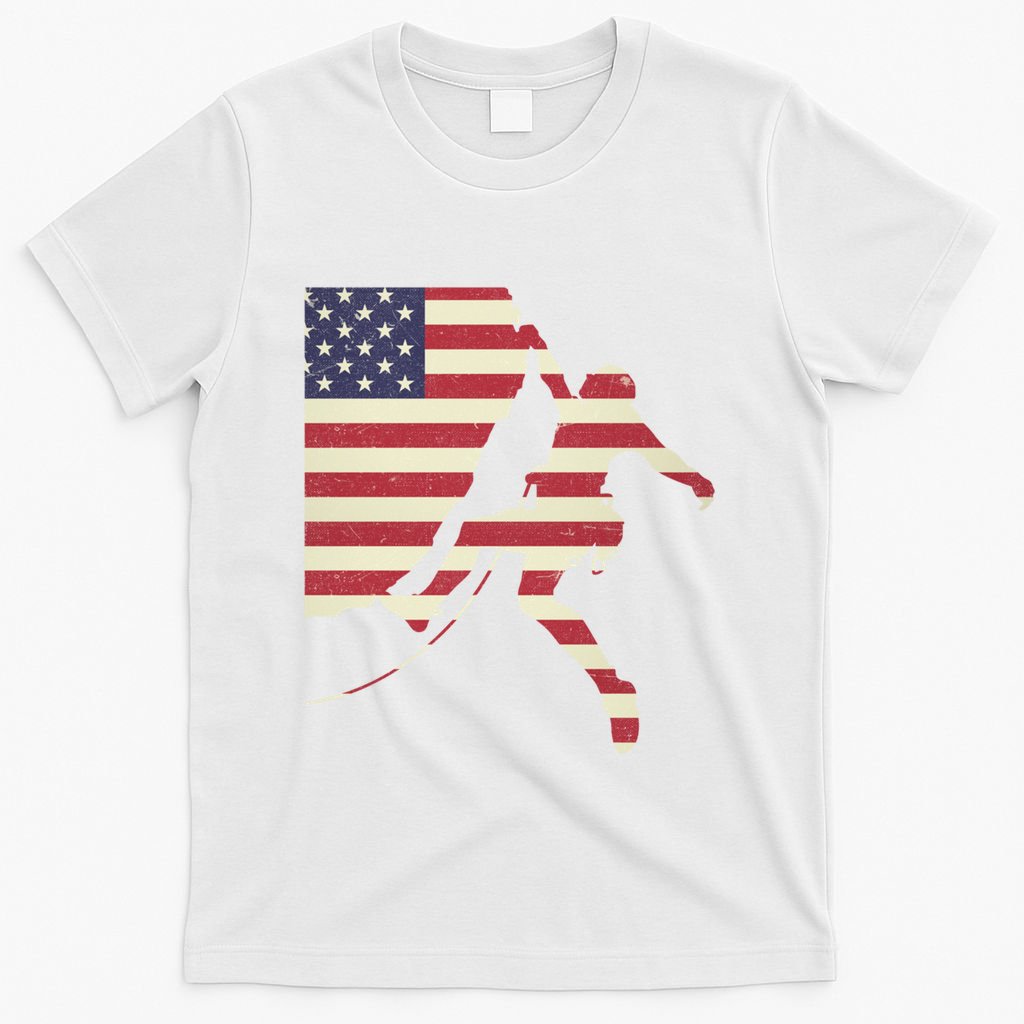 Patriotic 4th Of July American Usa Flag Rock Climbing Meaningful Gift T-Shirt