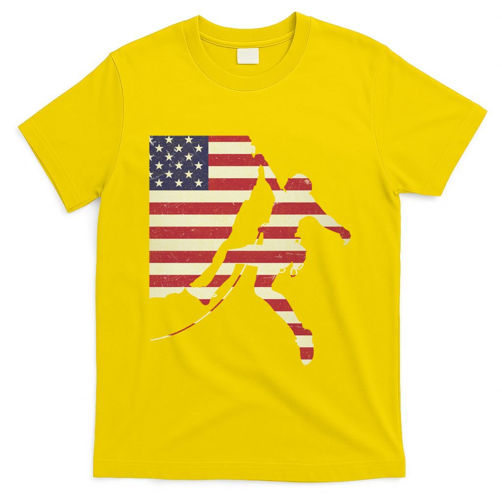 Patriotic 4th Of July American Usa Flag Rock Climbing Meaningful Gift T-Shirt