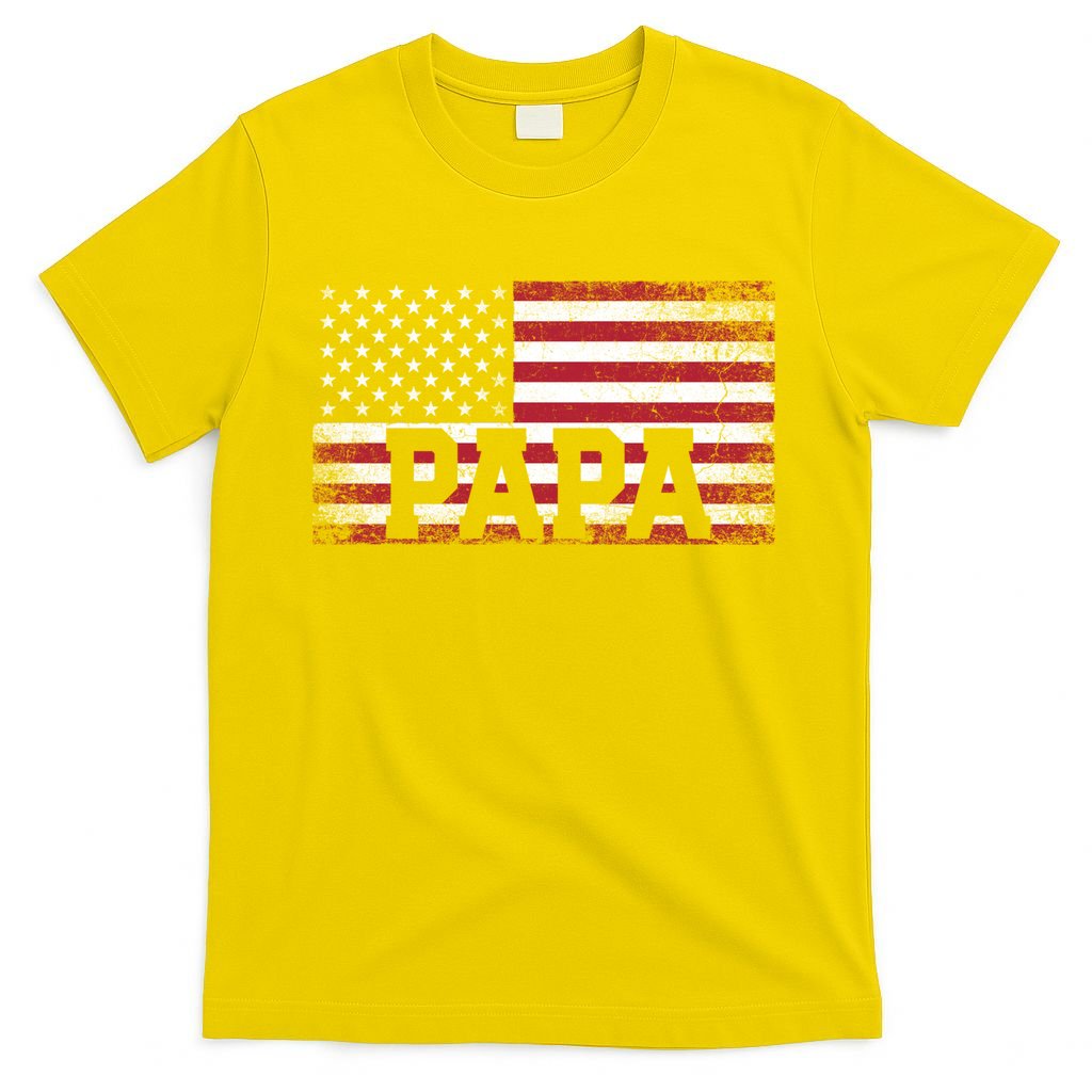 Papa American Flag FatherS Day 4th Of July Gift Grandpa Gift T-Shirt
