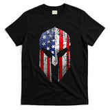 Patriotic American Spartan Warrior Usa Flag Helmet T-Shirt