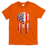 Patriotic American Spartan Warrior Usa Flag Helmet T-Shirt