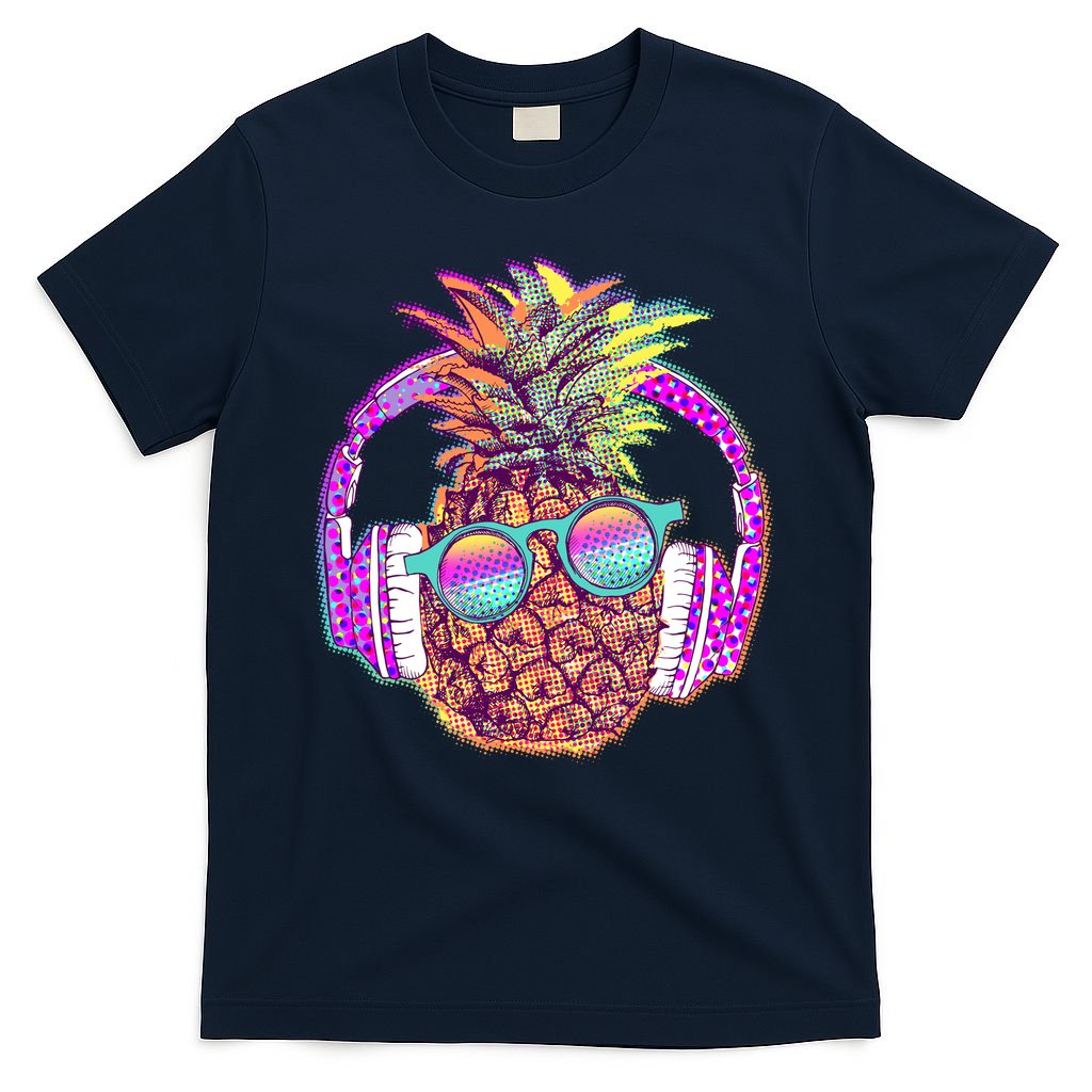 Pop Art Summer Time Headphones Pineapple T-Shirt